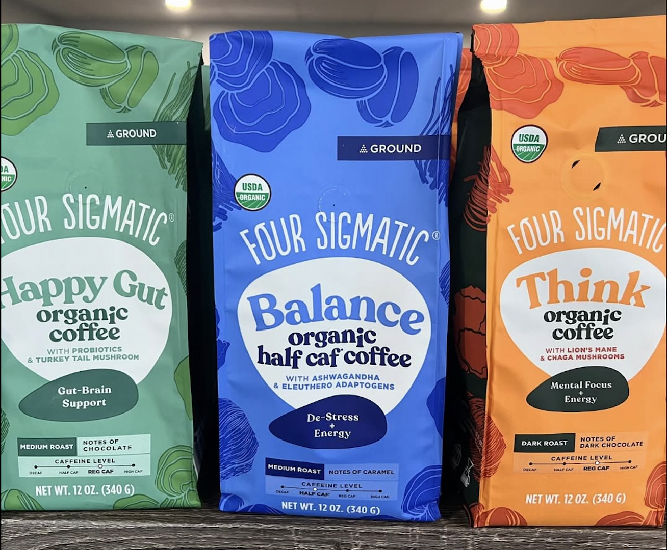 BEST Four Sigmatic Ground Organic Coffee – Dark Roast & Medium Roast (340g Bags) SALE – product thumbnail, market insight supplier card
