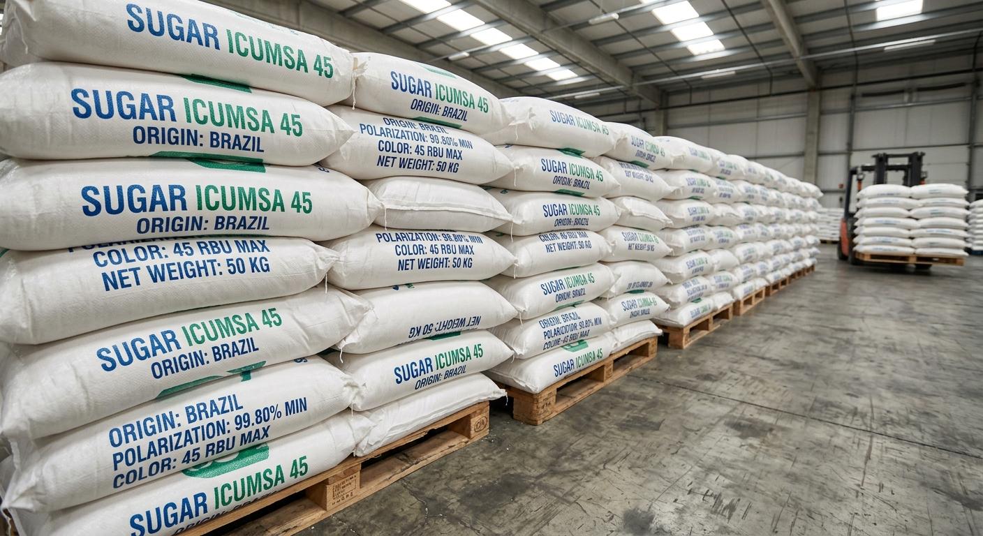 BRAZILIAN REFINED CANE SUGAR ICUMSA 45 (Export Grade / Bulk Supply / MOQ 25 000 - 100,000 MT Spot/CIF/FOB)