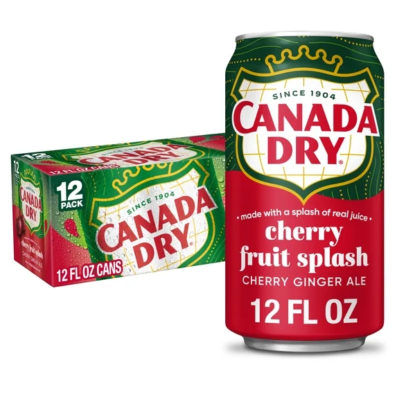 CANADA DRY FRUIT SPLASH CHERRY GINGER ALE CN, 12OZ/12PKX2