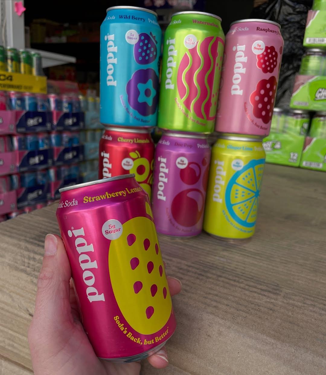 LOW SUGAR POPPI PREBIOTIC SODA VARIETY PACK,355ml x 15 CANS (Strawberry Lemon, Wild Berry, Cherry Limeade, Watermelon, Raspberry & Ginger Lime) ON SALE – product thumbnail, market insight supplier card