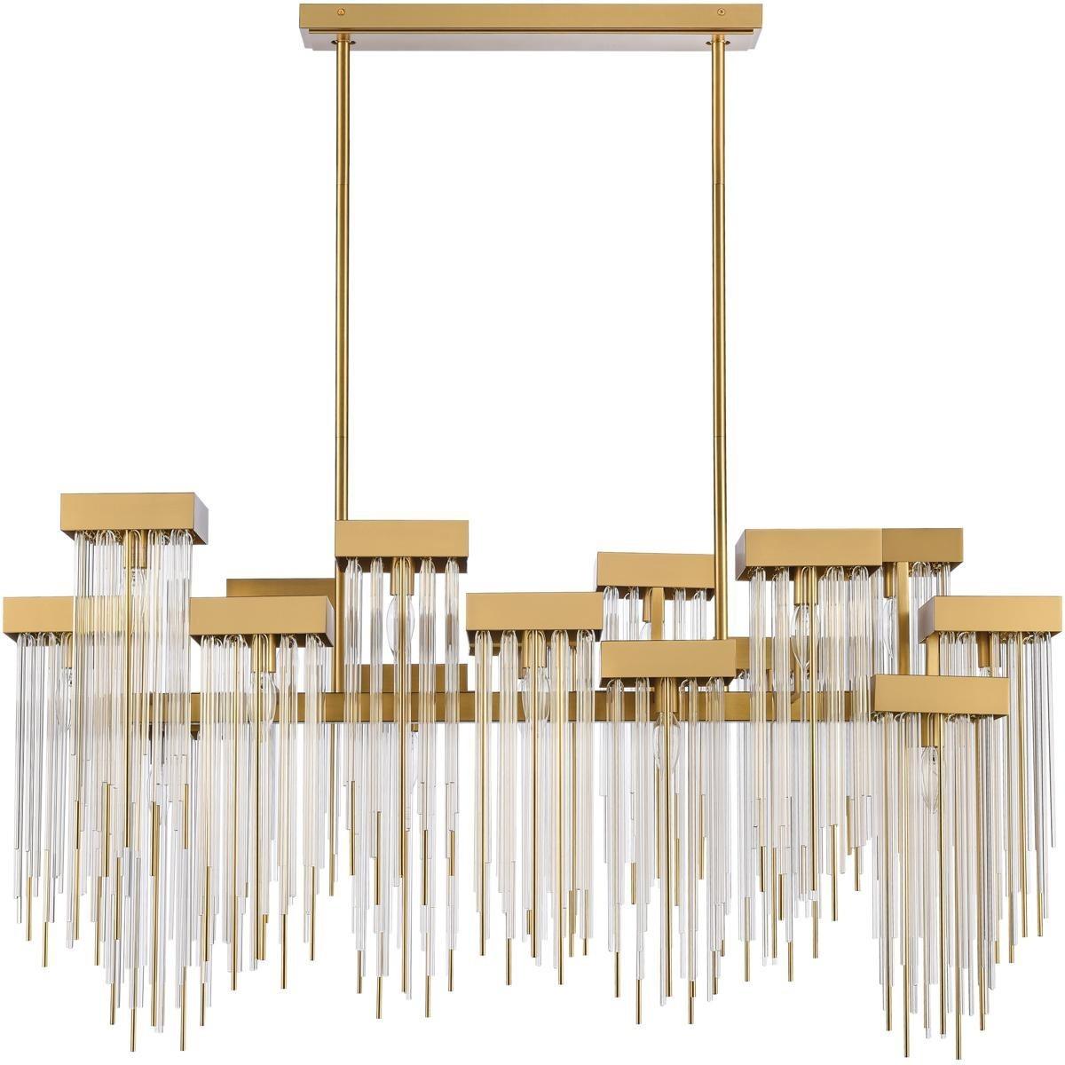 Zeev Lighting Dining Kitchen Room Waterfall Chandelier Aged Brass
