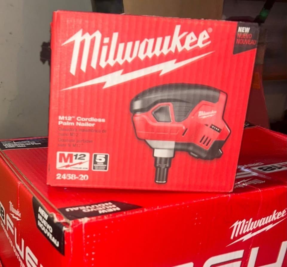 Milwaukee 2458-20 M12 12V Palm Nailer Tool - Red