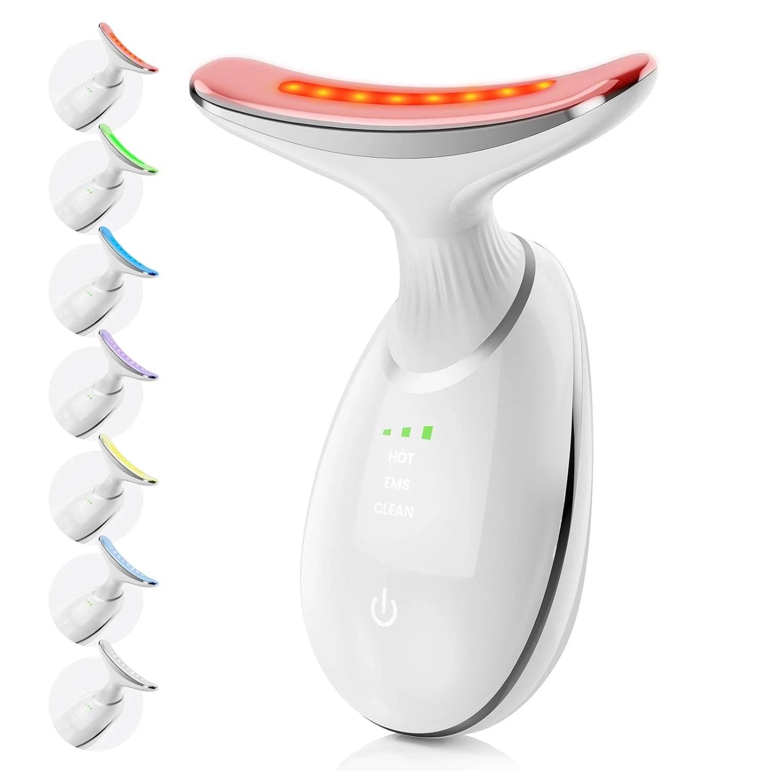Face and Neck Massager, Handheld Red Light Therapy - 7 Color LED - 100 PCS BULK