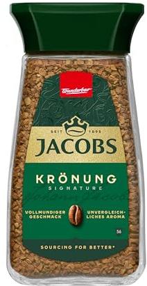 Jacobs Krönung instant coffee, 100g in a glass jar, for 56 drinks