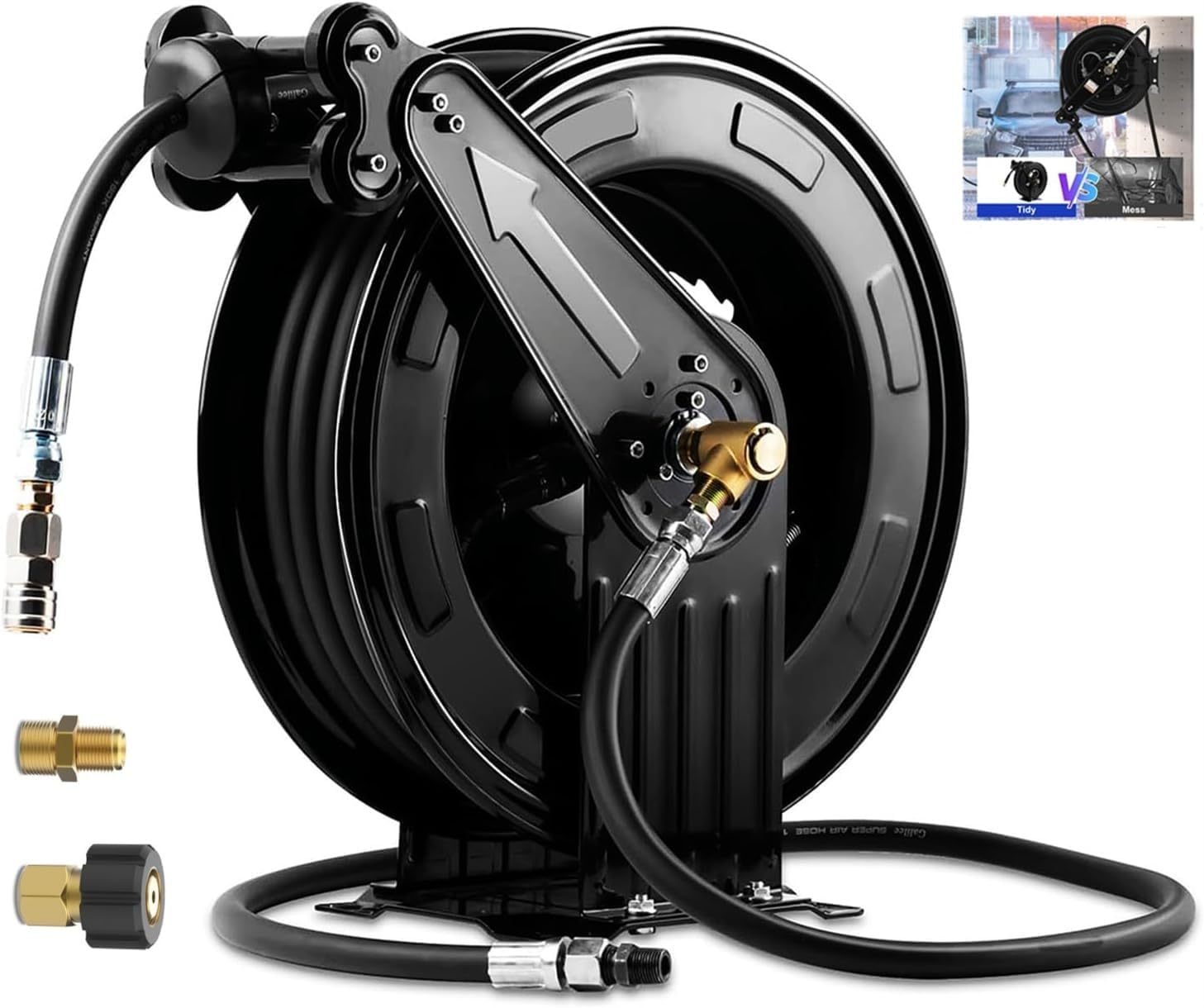 Heavy Duty 50ft Retractable Hose Reel for Oil/Air/Water 4000 PSI