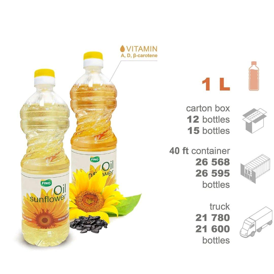 100% Pure Sunflower Oil for Frying High Smoke Point Anti-Foaming for Meat & Fries for Gastronomy Plants - Sun Blow 1L Bottles
