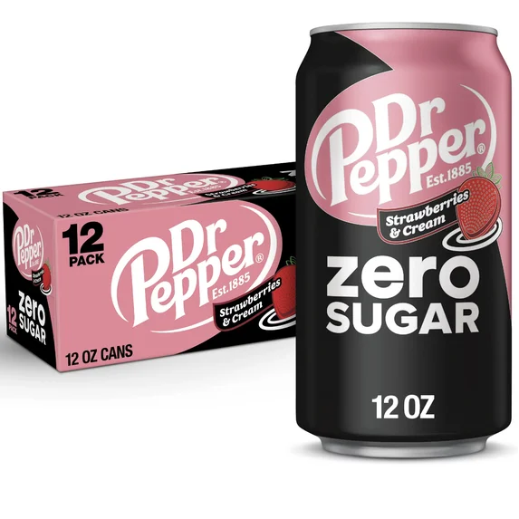 DR PEPPER STRAWBERRIES & CREAM ZERO SUGAR CN, 12OZ/12PKX2