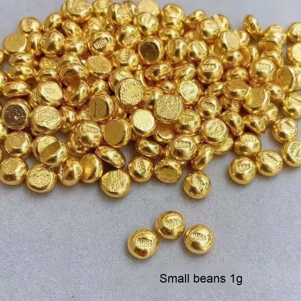 Gold Jewelry 24K Gold Jewelry Luxury Fashion Au9999 Pure 24K Gold Little Golden Bean for Gift Financial Investment