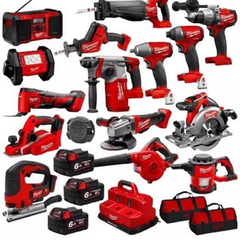 Milwaukee M-18 Cordless 18V Combo Kit with 5 Battery & Charger, Brushless Drill Wrench 17-Tool Power Tool Combo