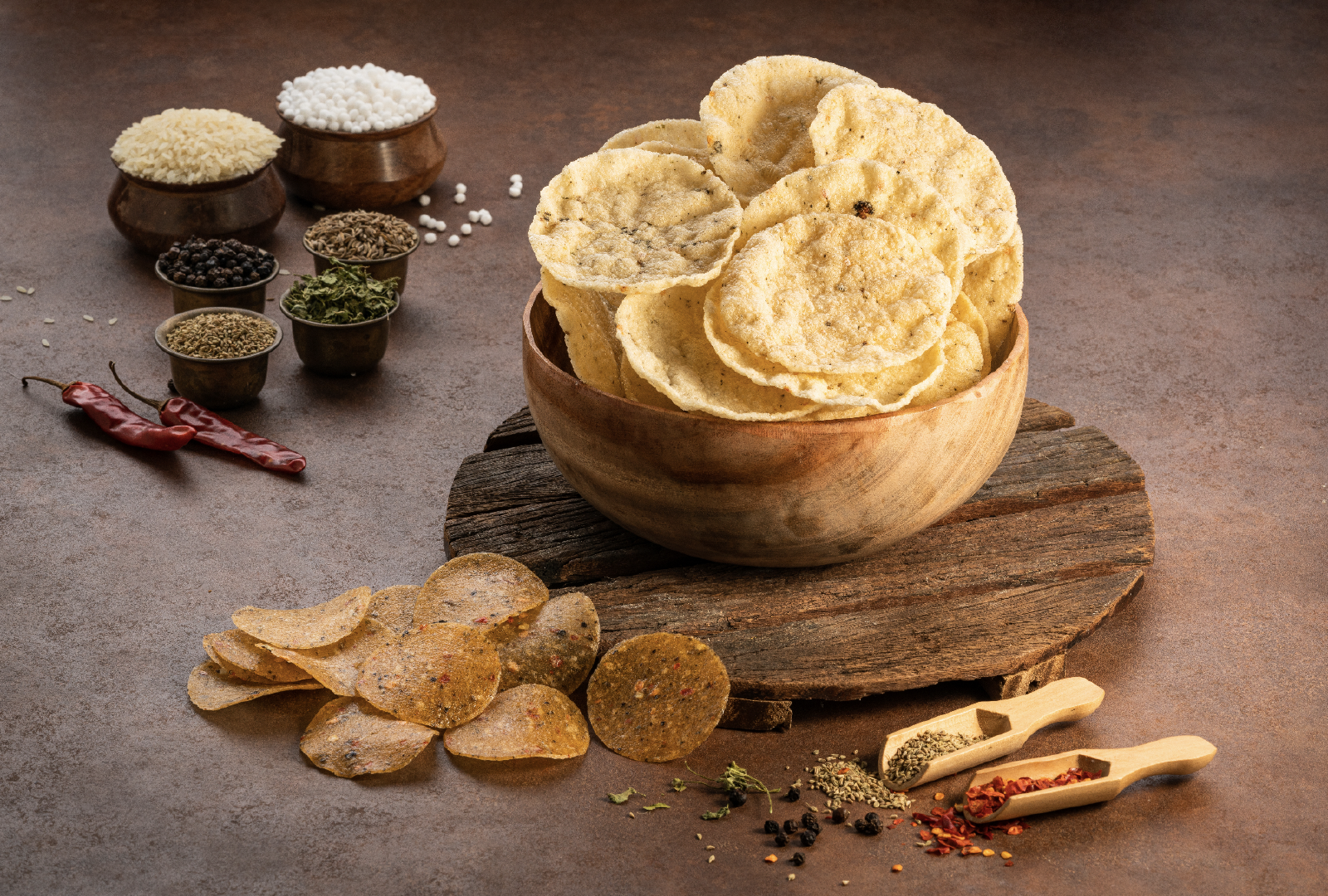 Punjabi masala Papad , Rice / Sago kichiya , Flavourful /appalam