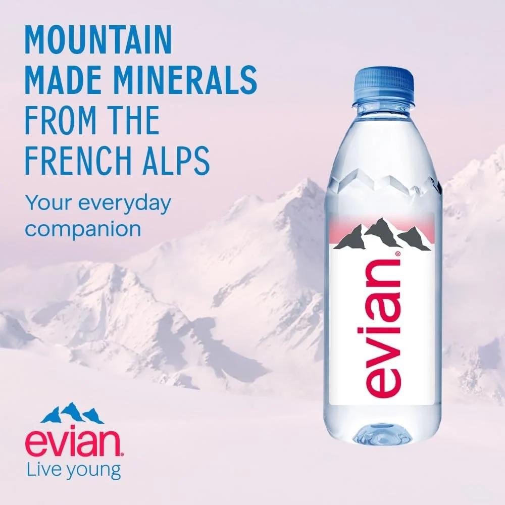 Evian Still Mineral Water Taste Natural Packaging PET bottle Shelf Life 24 Months Flavor Taste-neutral Place of Origin France