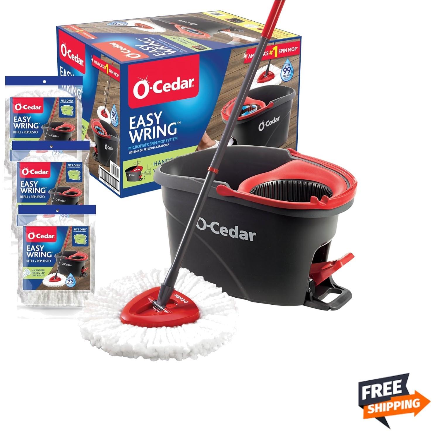 Easywring Microfiber Spin Mop & Bucket Floor Cleaning System with 3 Extra Refill