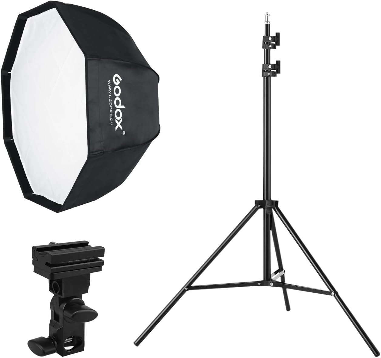 Portable 80cm Octagon Softbox Kit with 190cm Light Stand & Hot Shoe Holder 