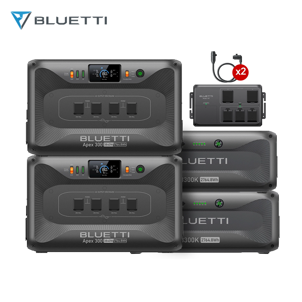 BLUETTI 2*Apex 300 11,059.2Wh Portable Power Station+2*B300K Batteries+Hub A1