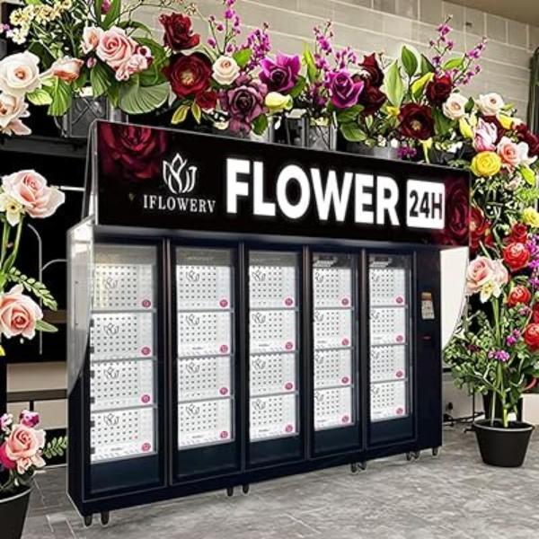 Automatic Fresh Rose Bouquet Vending Machine Refrigerated Flower Dispenser Smart Kiosk for Retail and Florist Shops