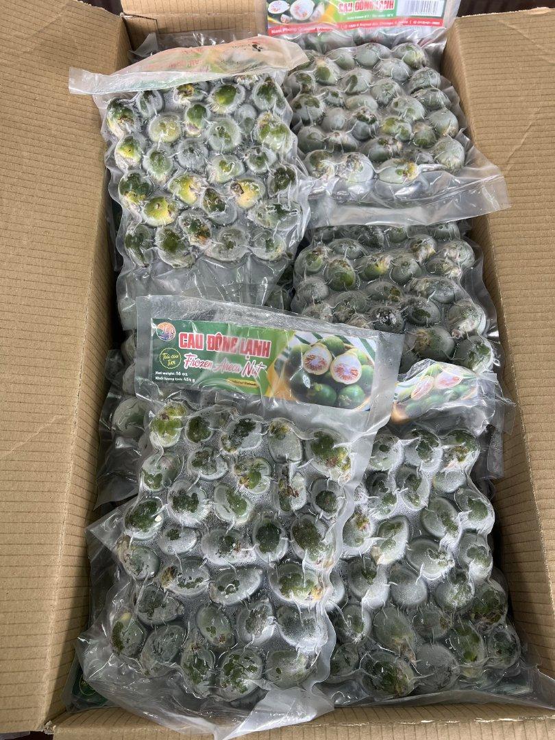 Frozen palm nut (betel nut or areca nut) Shelf Life 24 months Place of Origin Vietnam Packaging PA bag and vacuum Specification 50-90 pieces per