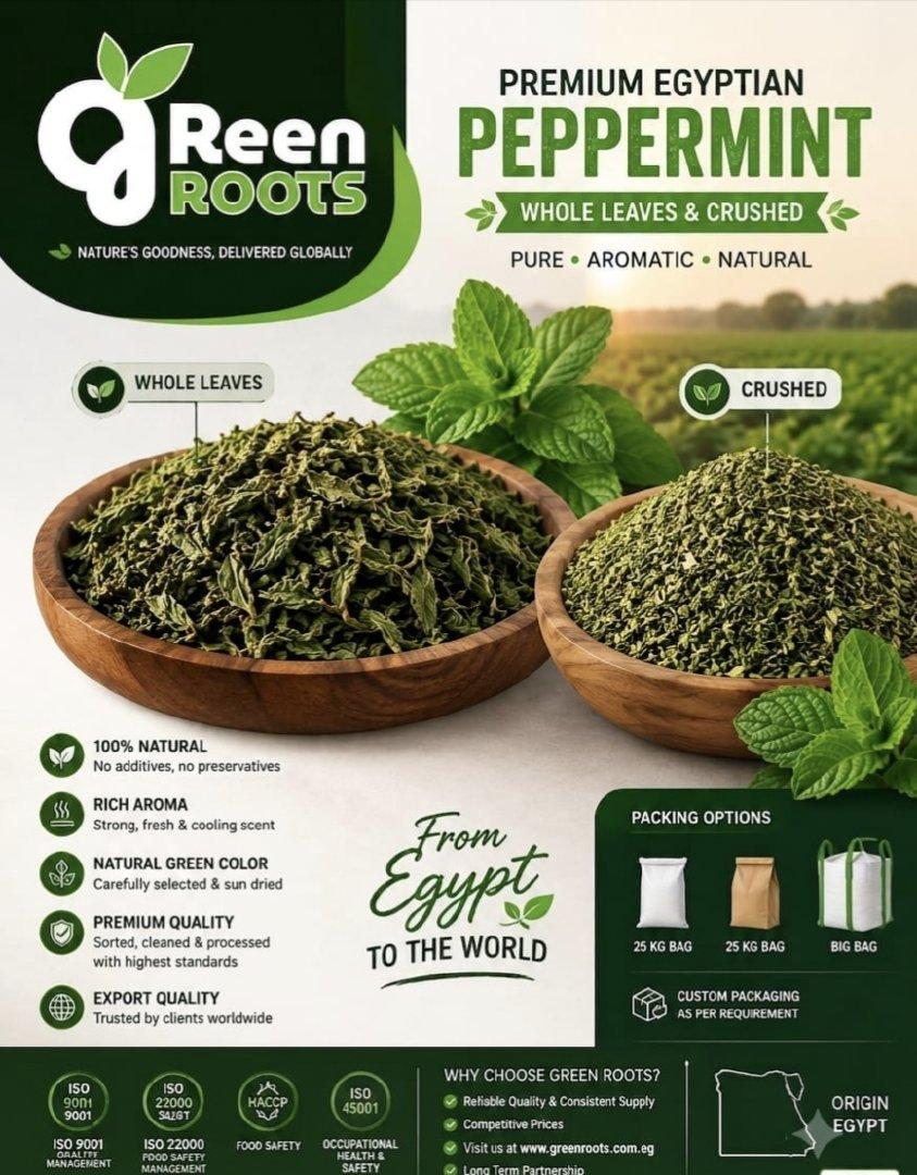 Peppermint and spearmint—whole leaf or crushed.