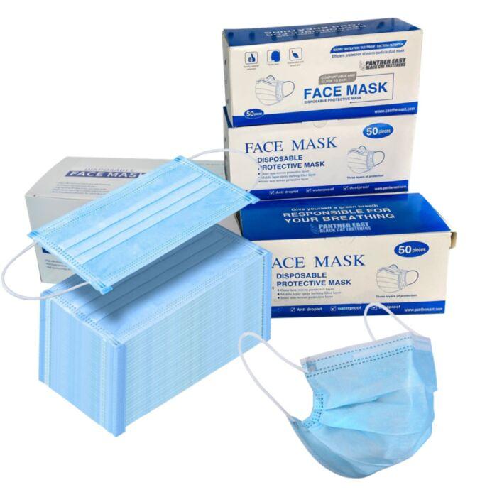50 pack box of 3 layer-3ply disposable surgical protective face masks in stock on sale