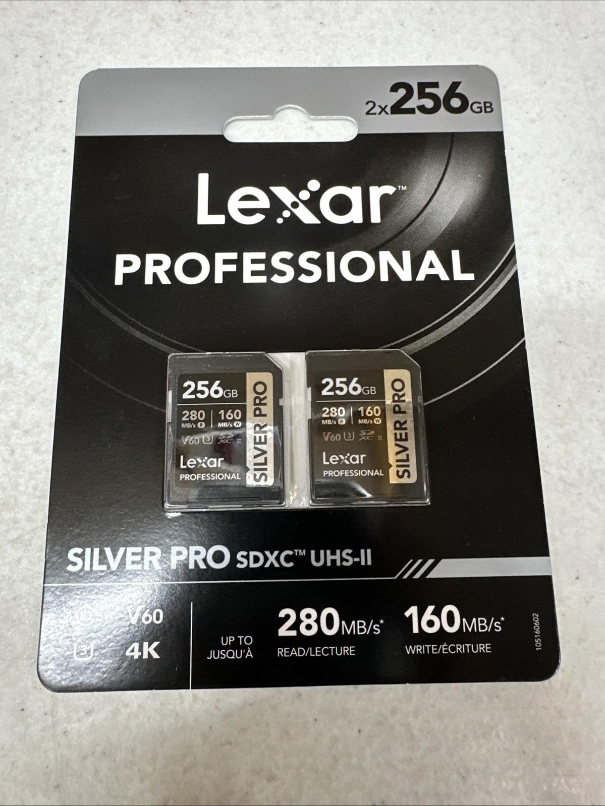 Lexar Professional Silver Pro SDXC 256GB - 2 Pack - New Sealed