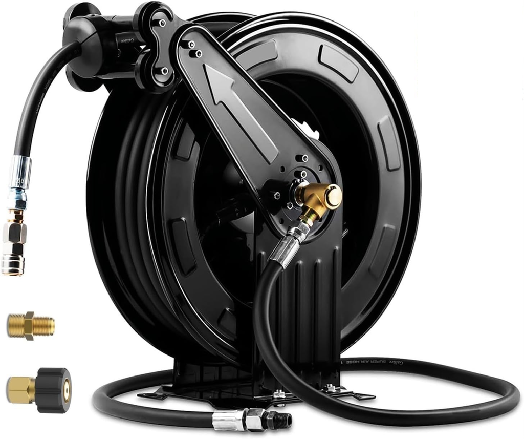 SOFT Heavy Duty 50ft Retractable Hose Reel for Oil/Air/Water 4000 PSI