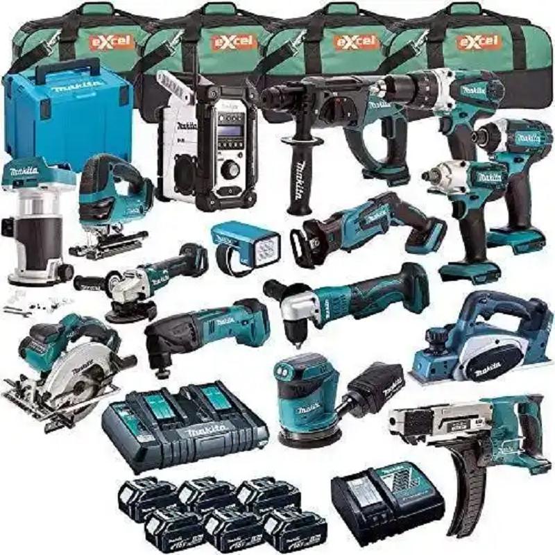 Makita 18V LXT Brushless Lithium Battery Tool Kit, High-power Industrial Grade Drill Angle Grinder Combination with Batt
