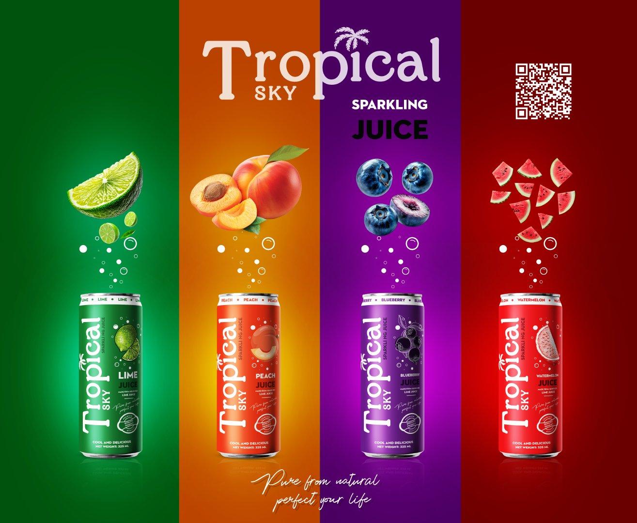 Premium Sparkling Watermelon Juice 330ml Canned Tropical Sky/OEM Brand