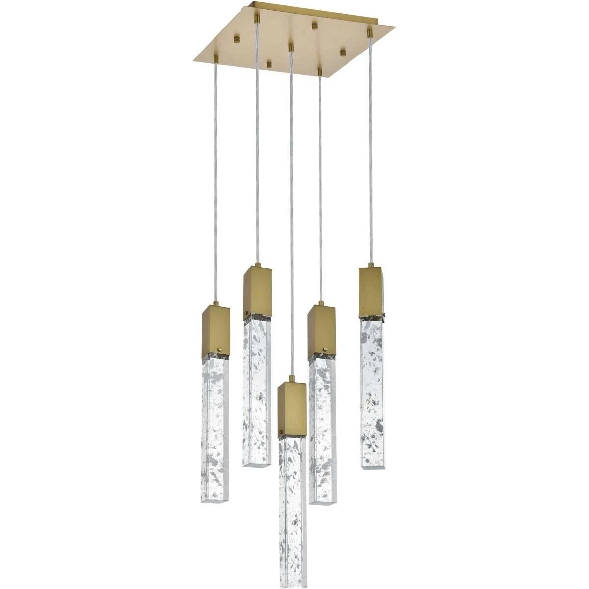 Crystal Chandeliers Ceiling Light Fixture Pendant Satin Gold Dining Room Foyer
