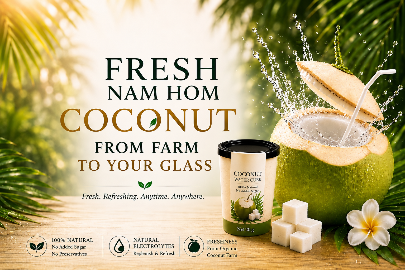 Exclusive Innovative Freeze Dried Coconut Water Cube Hydration Drink From Thailand