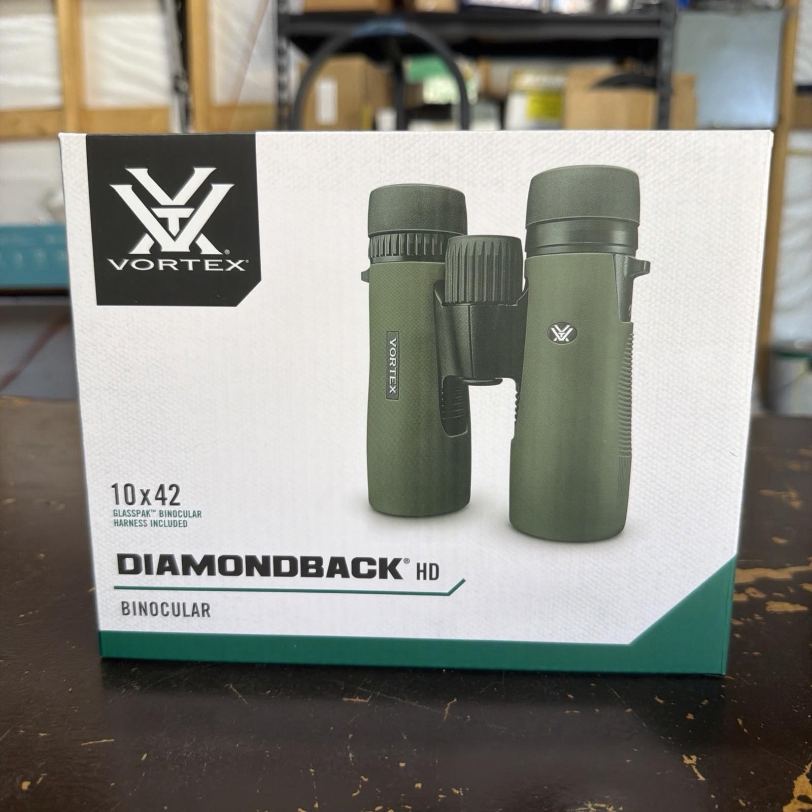 Vortex Diamondback HD 10x42 Binoculars W/ GlassPak Harness Case Green (DB-215)