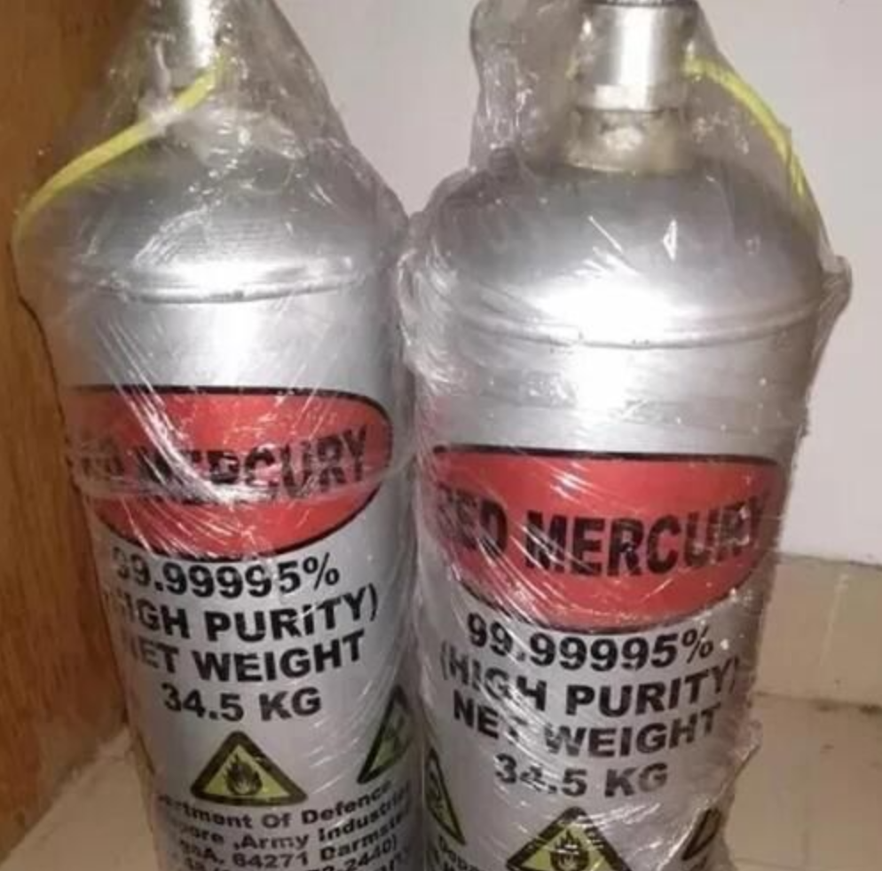 Wholesale Supplier of Pure Red Mercury Type Pure Density 20/20 Purity 99.9999% Color Red Mercury ,Form Liquid Metal Processing Type 5-7 days