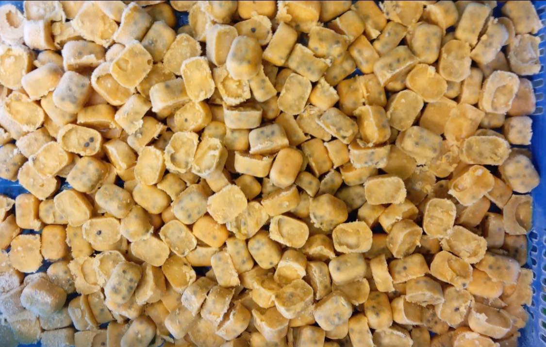 Passion Fruit Cubes with Seeds
