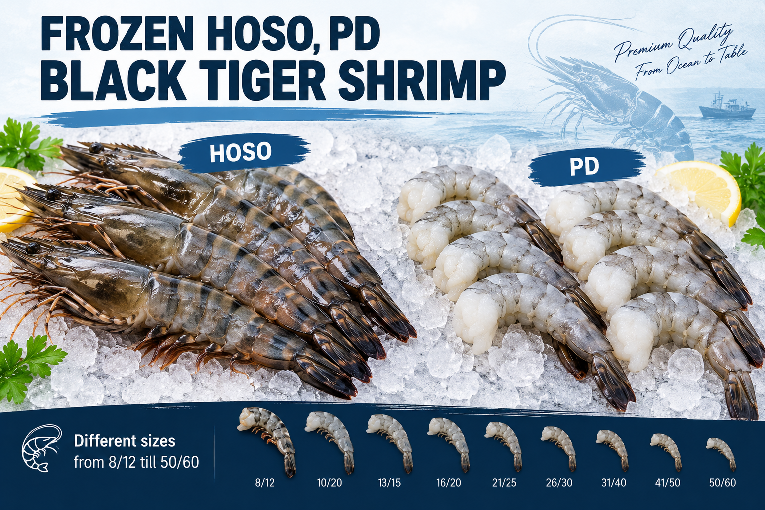 FROZEN HOSO, PD BLACK TIGER SHRIMP
