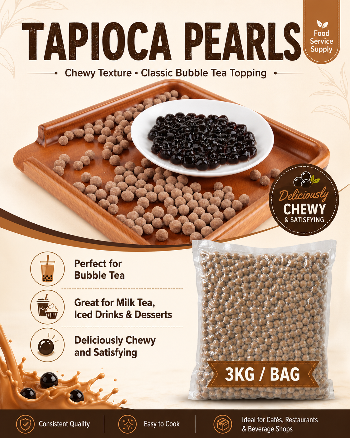 Bubble Tea Tapioca Pearls 3kg Chewy Premium