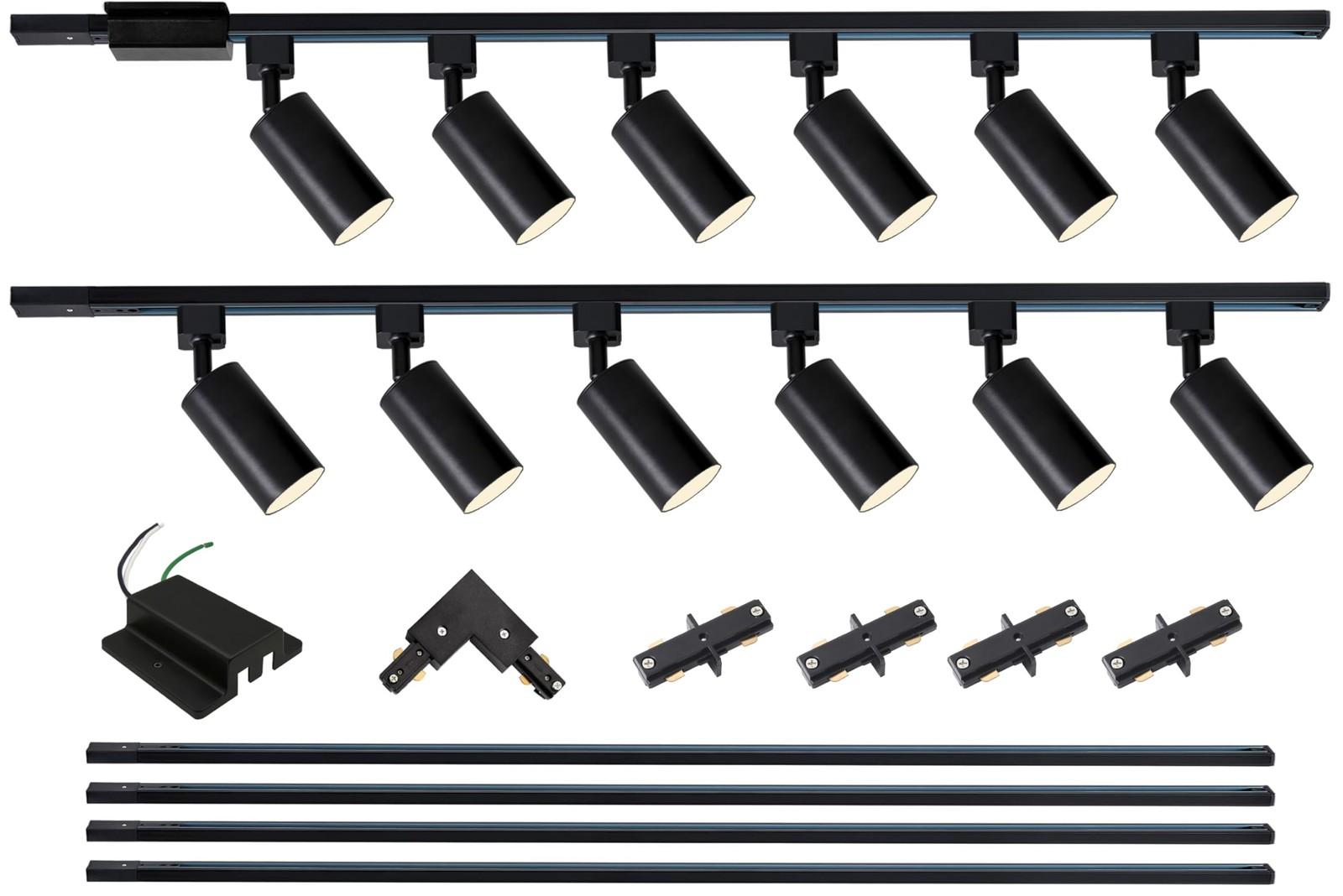 12-Light LED Track Lighting Kit with 13.2FT H Type Track Lighting Rails (Brand New)