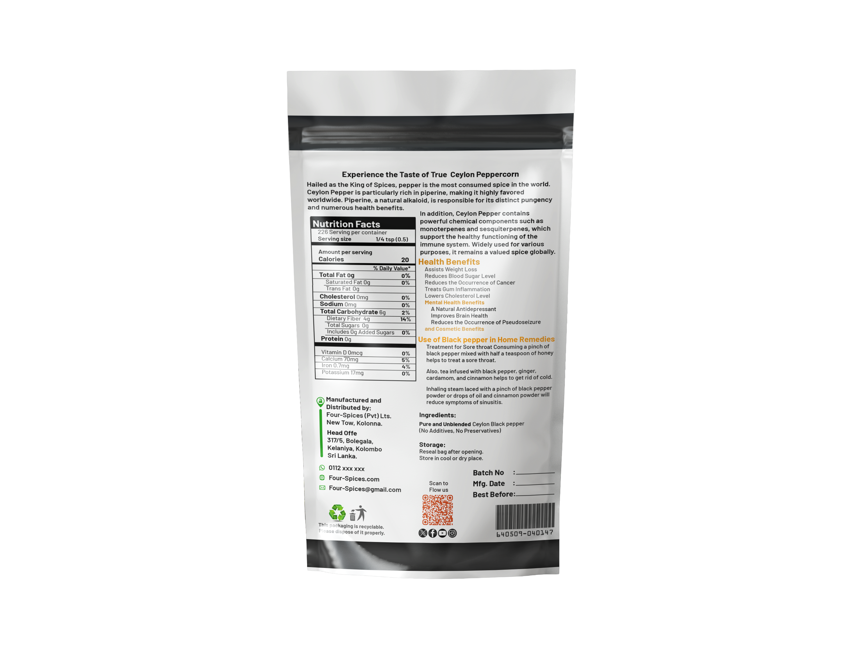 Pre-Ground Black Pepper Powder