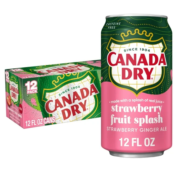 CANADA DRY FRUIT SPLASH STRAWBERRY GINGER ALE CN, 12OZ/12PKX2