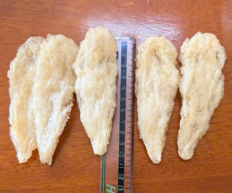 Premium Dried Fish Maw (Pangasianodon hypophthalmus) – 100% Natural, Naturally Dried, Signature Mango Leaf Shape