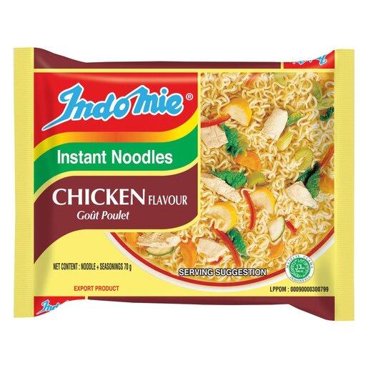 Indomie brand instant noodles Sugars 3–5 G Protein 7–8 G Total Fat 15–17 G Color Pale Yellow Sodium 800–1000 Mg Saturated Fat 7–8