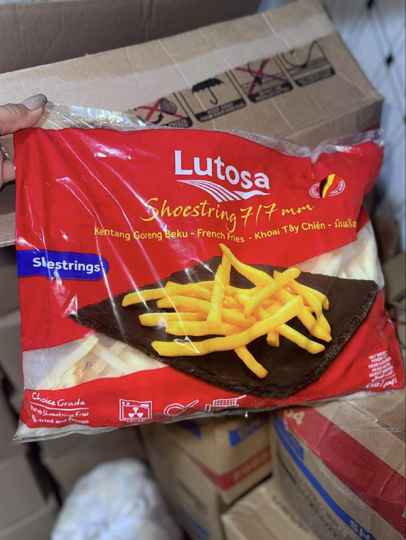 TOP RATED FRENCH FRIES LUTOSA FROZEN FRIES, SHOESTRING STRAIGHT CUT 7mm & WRINKLE CUT 12mm 1KG x 10 Bags per Carton